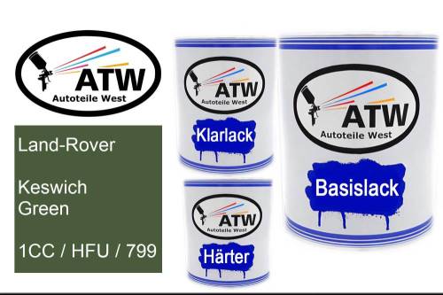 Land-Rover, Keswich Green, 1CC / HFU / 799: 1L Lackdose + 1L Klarlack + 500ml Härter - Set, von ATW Autoteile West.